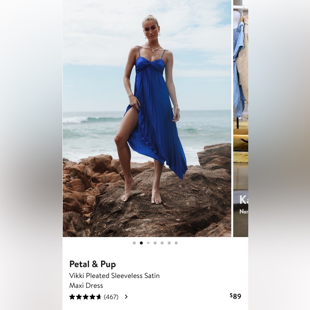 Petal & Pup Blue Satin Maxi Dress